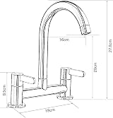 Keyohome Kitchen Sink Mixer Taps 2 Hole 360° Swivel Chrome UK Fittings view 2