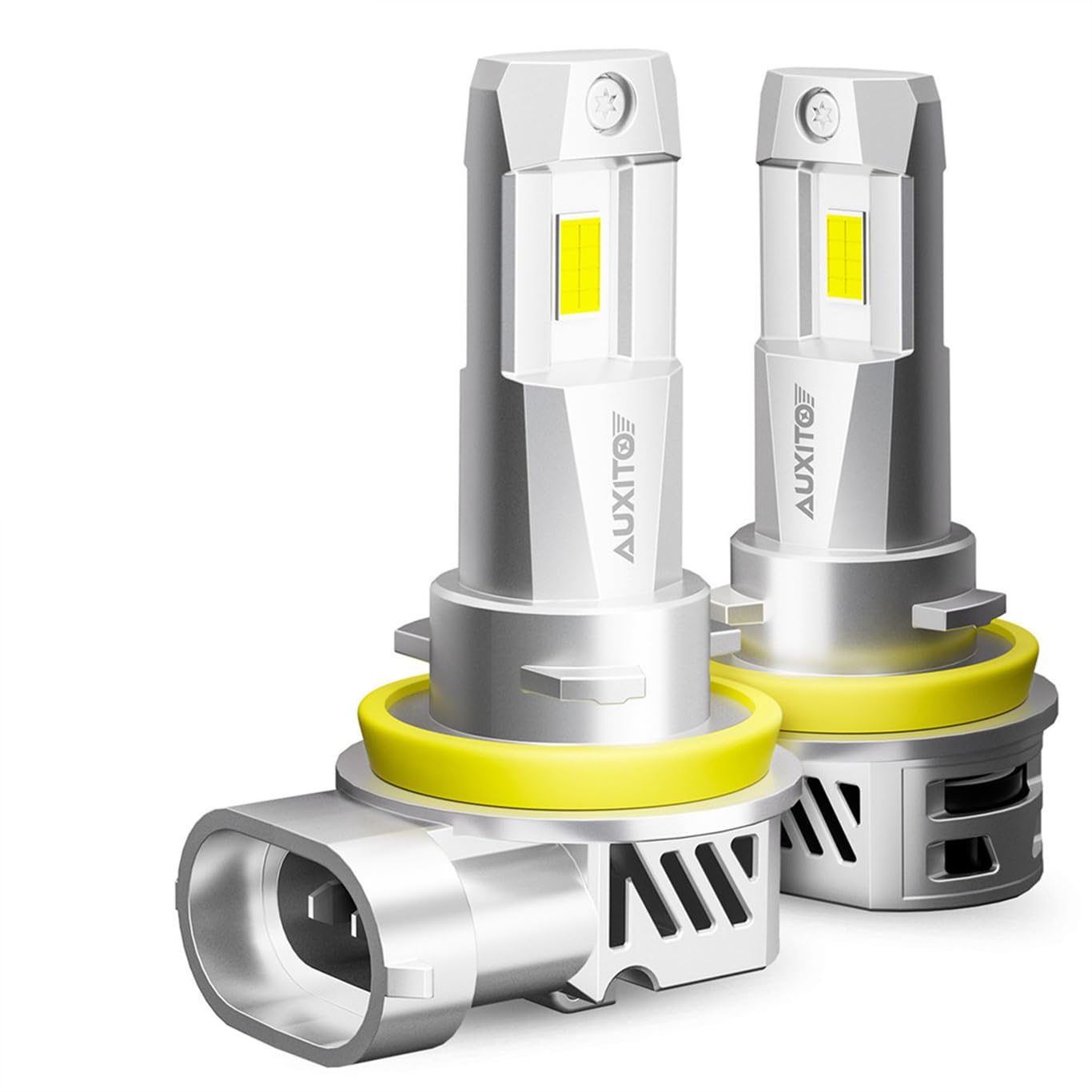AUXITO H11 H8 H9 H16 LED Fog Light Bulbs, 30,000LM 6500K Super Bright White, Mini Size, Canbus-Ready, Plug & Play, IP68 Waterproof, Pack of 2 Image