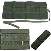 10 Pockets Canvas Spanner Wrench Tool Roll Up Storage Bag Organizer Pouches