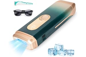 IPL Laser Hair Removal for Woman and Men,Sextupole Hair Removal Device with Ice Cooling Care Function, Visible Results in 2 Weeks, Laser Hair Removal Care Painless Safe Gentle at Home Full Body,Green