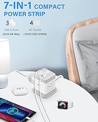 BEVA Power Strip with USB - 5ft Long Extension Cord