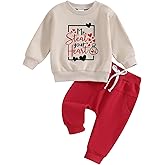 Okbabeha Baby Boy Outfit Sweatsuit Letter Sweatshirt Shirt Pullover Tops Pants Toddler Boys Festive Clothing