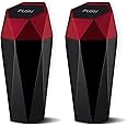 JUSTTOP Car Trash Can with Lid, Diamond Design Small Automatic Portable Trash Can, Easy to Clean, Used in Car Home Office Interior Accessories, 2PCS (Red)