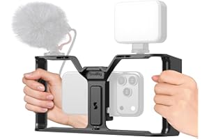 SMALLRIG IG-01 IntegraGrip Universal Phone Cage, Ultra-Wide Dual handgrip Smartphone Video Rig with Cold Shoe Mount, Suitable