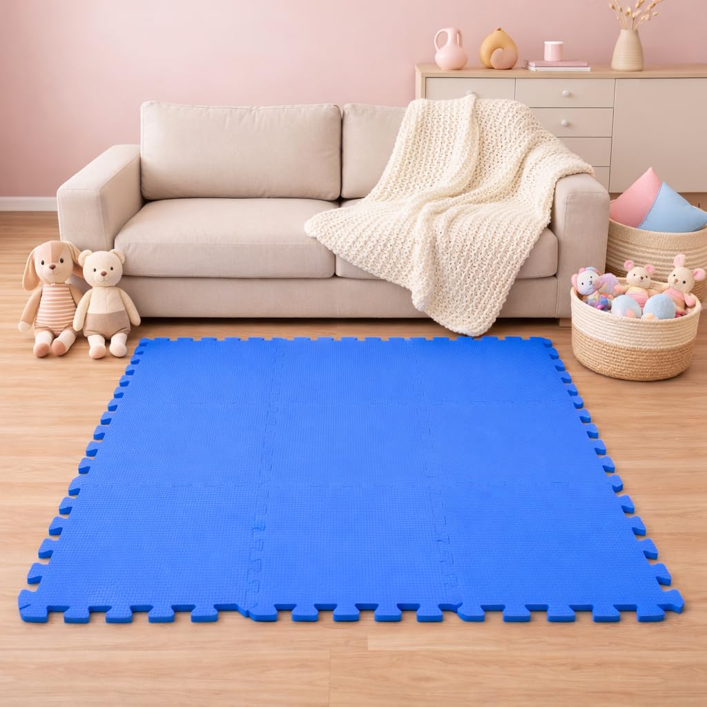 LittleTom 9-Piece Baby Play Mat - 30x30 cm/ 11.8x11.8 in - Soft Foam Interlocking Tiles - EVA Sensory Mat for Crawling Toddlers - Indoor & Outdoor Use - Plasticizer-Free Floormats for kids