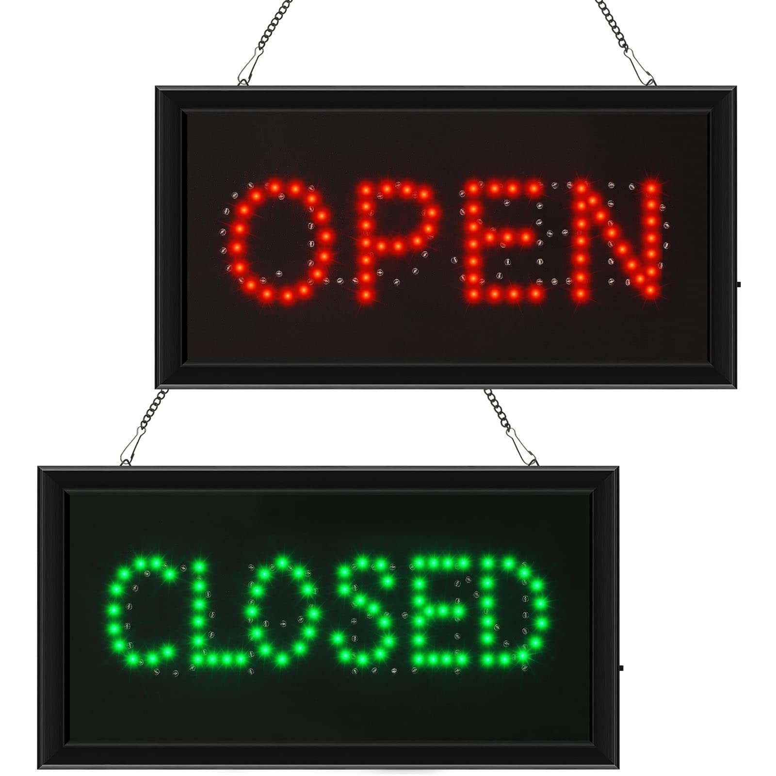 Photo 1 of Open Closed Signs for Business LED Open Closed Sign Light Open and Closed Sign Display Closed Neon Sign Coffee Open Sign for Bar Pizza Store Restaurant Hotel ATM Party Supplies,18.9 x 9.8 Inches