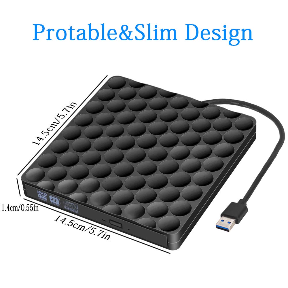 External CD Drive USB 3.0 Burner CD/DVD +/-RW Drive External DVD Drive Rewriter Burner External CD/DVD Drive for Laptop/Desktop/Windows/Linux/Mac OS
