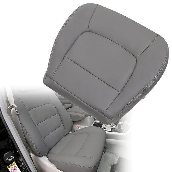SECOSAUTOPARTS GRAY FRONT DRIVER & PASSENGER SIDE BOTTOM & TOP MICROFIBER LEATHER REPLACEMENT SEAT COVER COMPATIBLE WITH LEXUS LX 470 1998 1999 2000 2001 2002 2003 2004 2005 2006 2007