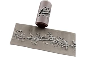 TCAIRZL DIY Embossing Texture Roller,Reusable Texture Roller for Clay Polymer Textured Rollers with Patterns Home Wall Decorative Art Painting (Branches and Birds)