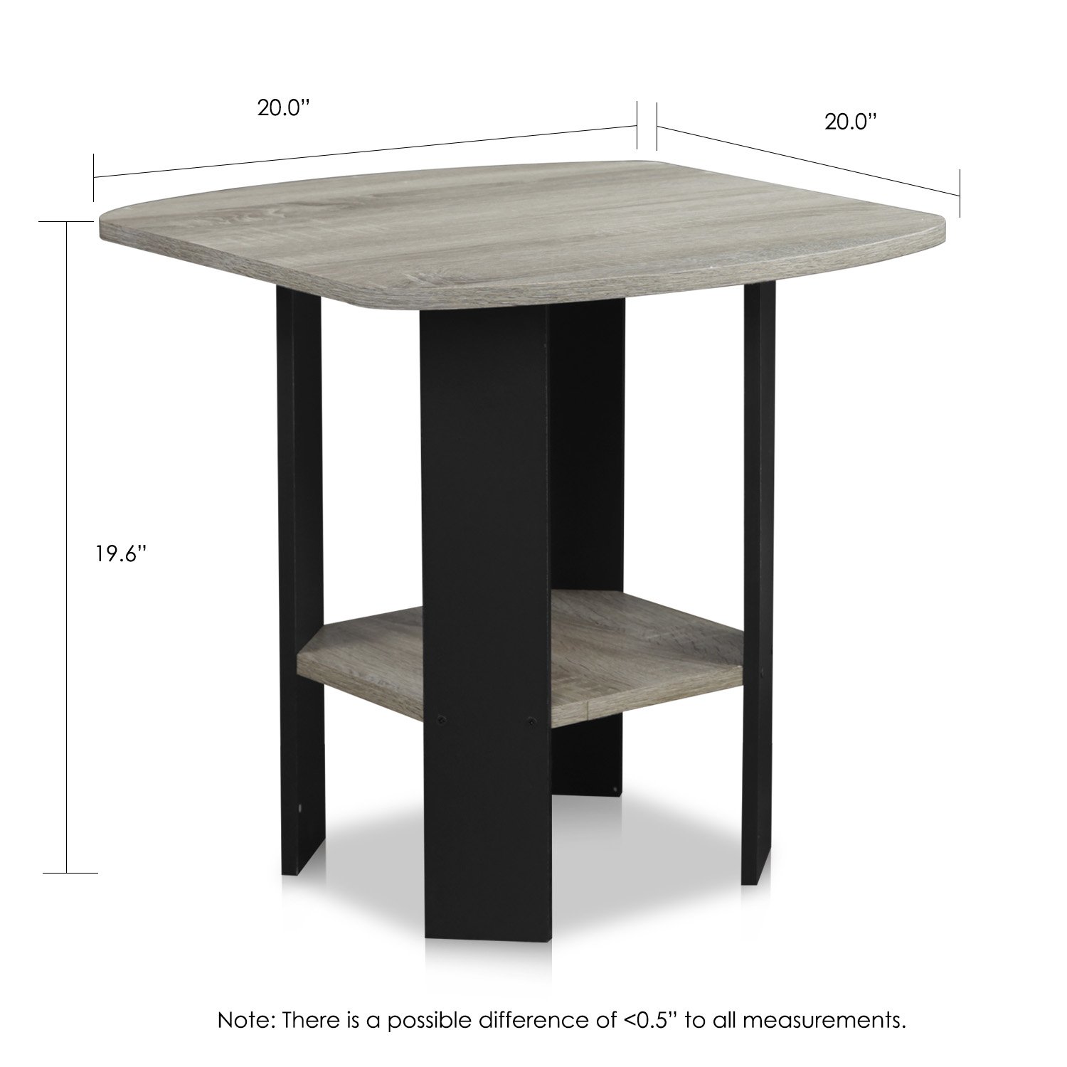 Furinno Simple Design End/SideTable, 1-Pack, French Oak Grey/Black