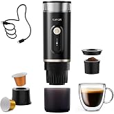 Kavor Portable Espresso Machine, 2-in-1 Travel Coffee Maker | 7800mAh battery, hot/cold brew with fast self-heat, for camping RV hiking office, compatible with ground coffee &amp; NS capsules