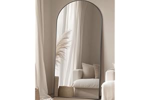 Furnbar Full Length Mirror,76"x34" Arched Full Body Mirror,Floor Mirror with Stand,Body Mirror Standing Hanging Leaning Against Wall,Aluminum Frame Large Mirror for Bedroom Cloakroom,Living Room,Black