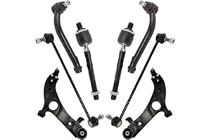 TRQ Front Steering & Suspension Kit Control Arm with Ball Joint Sway Bar Stabilizer Link Tie Rod Compatible with 2013-2018 Hyundai Santa Fe Sport 2014-2015 Kia Sorento