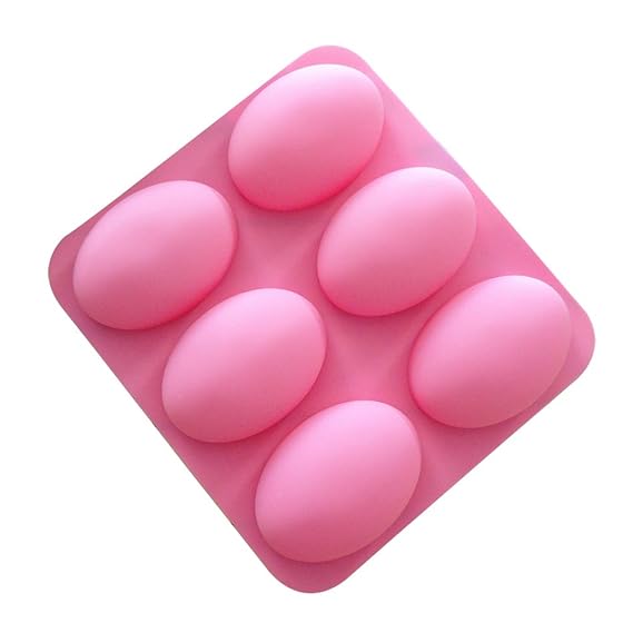 Lumanuby 1 Stück Seifenformen aus Silikon 6 Oval Kuchenform für Kuchen/Seife 22.5 * 20.6 * 2.7cm Zubehör für Backen Liebhaber