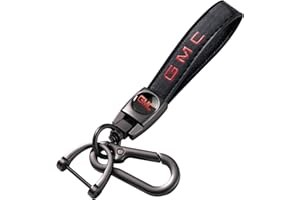 BFIVEANTE leather car keychain set for GMC men and women family present keychain key ring lanyard accessories (black)