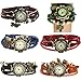 Yunanwa 6 Pack Womens Ladies Girls Vintage Retro Butterfly Pendant Bracelet Wrist Watches