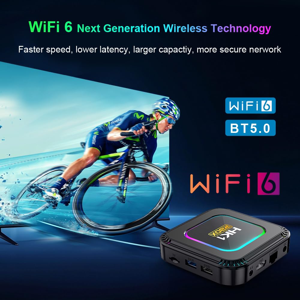 Android 13.0 HK1 Box K8 4GB RAM 64GB ROM Support Dual-WiFi 5G 2.4G WiFi BT 5.0 RK3528 Quad- Core 3D 6K Ethernet LAN 100M