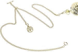 ManChDa Pocket Watch Double Albert Chain T-Bar Watch Chain 3 Hook with Life Tree Pendant