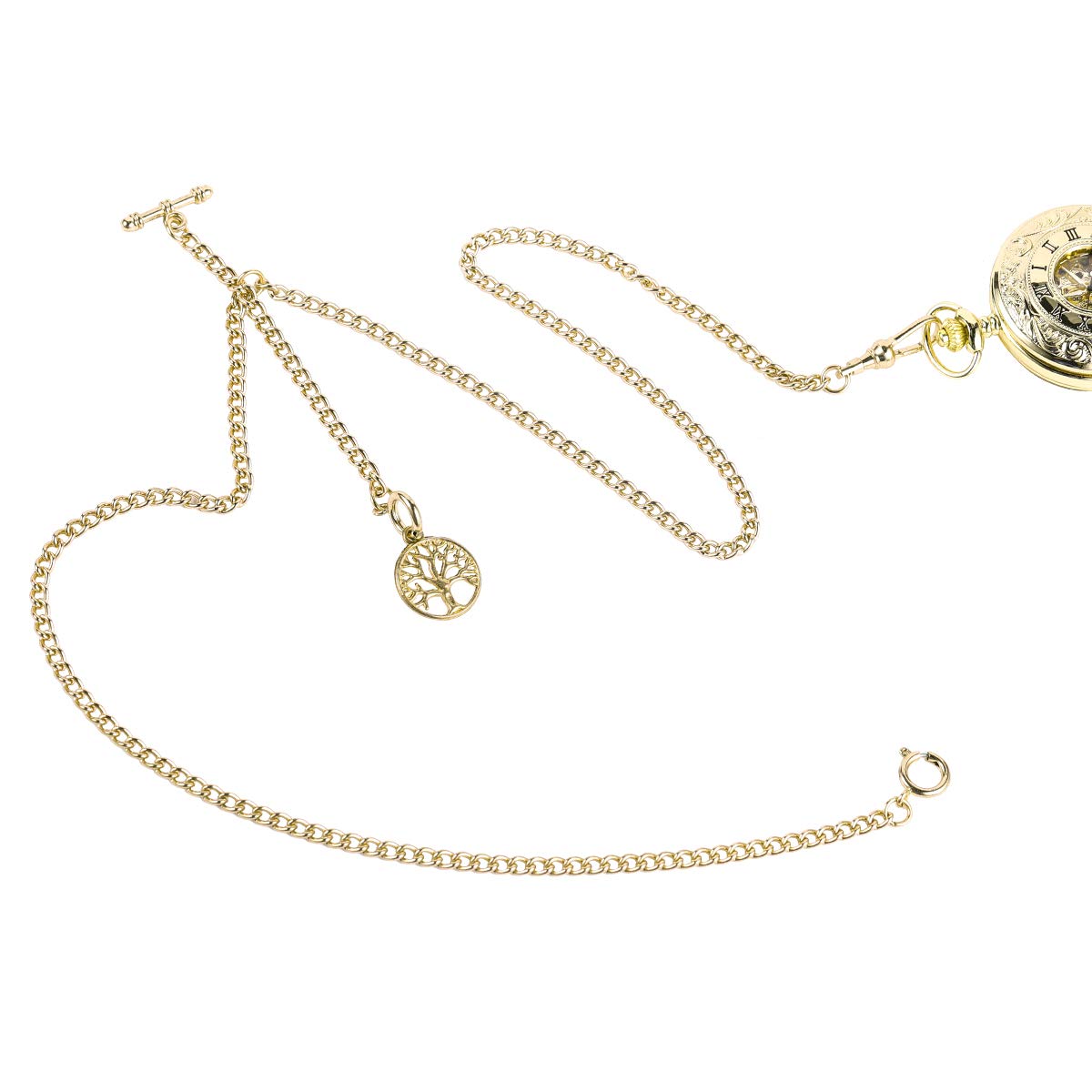 ManChDa Double Albert Chain Pocket Watch, Curb Link