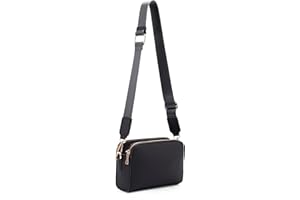 EVVE Crossbody Bags for Women Trendy Triple Zip Small Crossbody Camera Bag Purse with Wide Guitar Strap