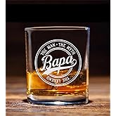 Bapa The Man The Myth The Legend Whiskey Glass, Gifts For Grandfather, Papa, Dad, Him, Christmas, Birthday, Father's Day For Bapa From Daughter, Son