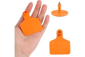 GMXZX 100PCS Blank Large Size Plastic Livestock Ear Tags - Farm Animal ID Tags (Orange)