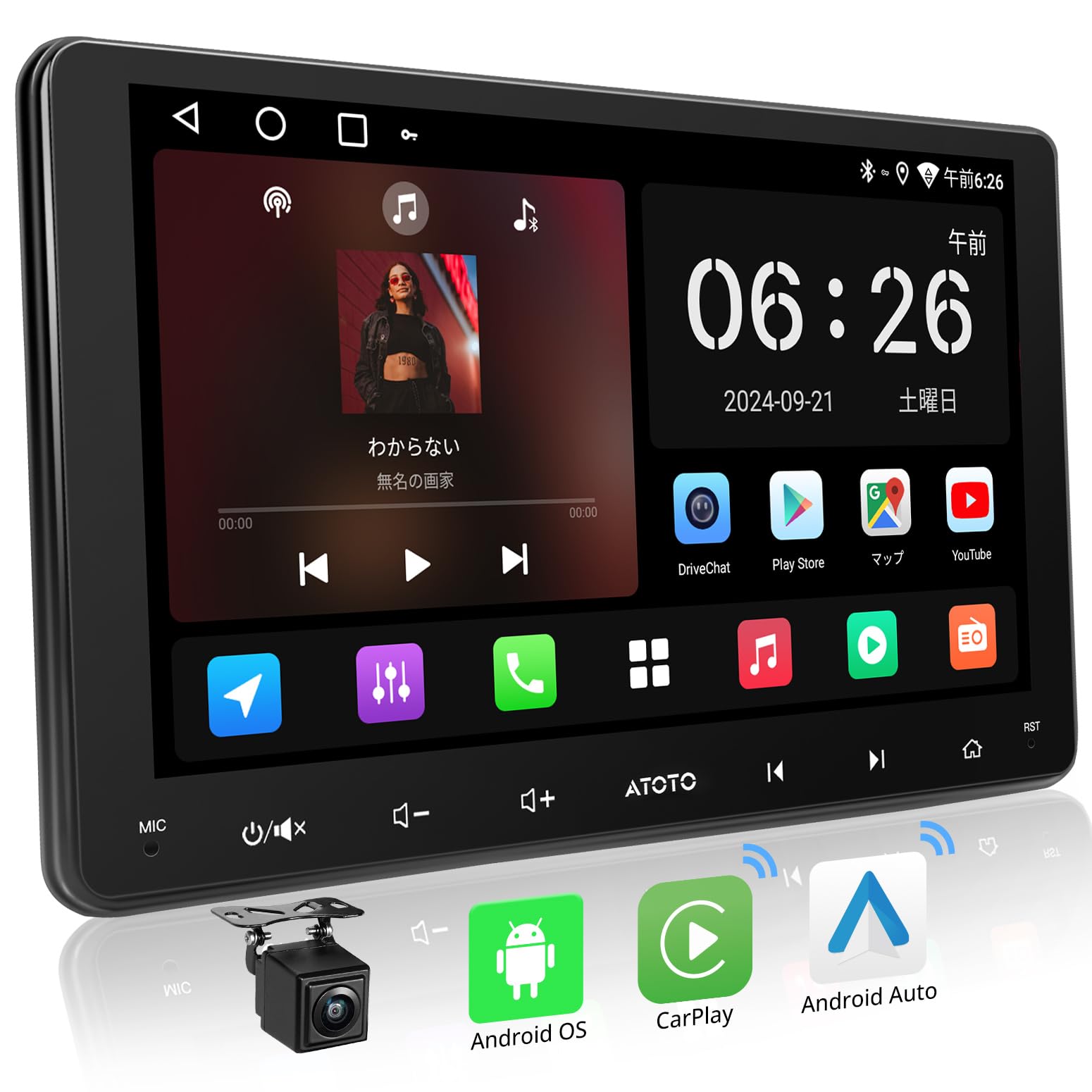 [9インチ] ATOTOZONE A5L Androidナビ2DIN ディスプレイオーディオ、ワイヤレスCarPlay Android Auto、GPS追跡、ChatGPT、内蔵 24EQ DSP、Wi-Fi/BT/USB接続、2G+32G、バックカメラ付属、FM/AM プレーヤー・レシーバー の商品画像