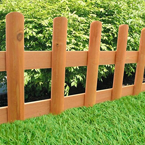 Pack of 2 Wooden Picket Fence Panels - Outdoor Garden Flowerbed Edging Borders - Ready Made Natural Wood For Flower Beds and Paths