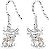 Nupdot Highland Cow Gifts for Women Girls, Cute Hypoallergenic Highland Cow Dangle Earrings Jewelry Presents for Birthday Christmas