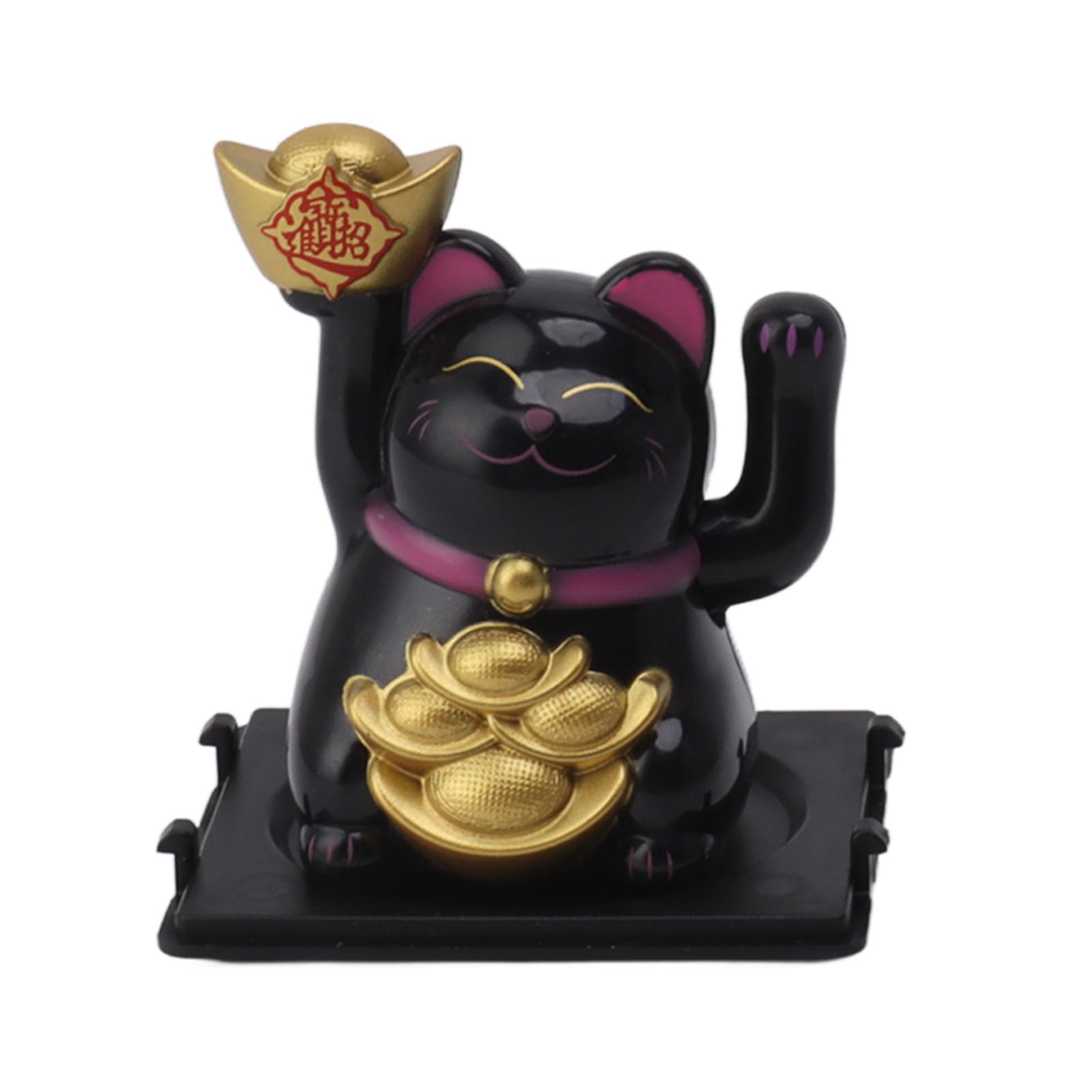 Riuulity Lucky Cat Waving Arm, Large Cute Cat with Waving Hand Paw Up for Welcoming Fortune Luck Wealth Prosperity Feng Shui in Home Display Car Decoration (Black)