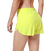 HeyNuts My Pace Running Shorts for Women, Mid Waisted Reflective Athletic Shorts Lined Workout Shorts 3"