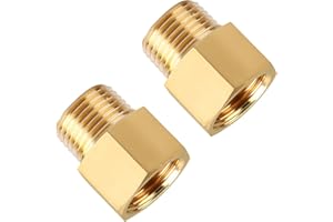 Brass Pipe Fittings, SUNGATOR 1/2 Inch Male x 1/2 Inch Female Pipe Fitting Adapters, 1/2'' NPT Male to Female Adapter, 1/2'' Brass Extension Connectors for Shower Head, Pack of 2
