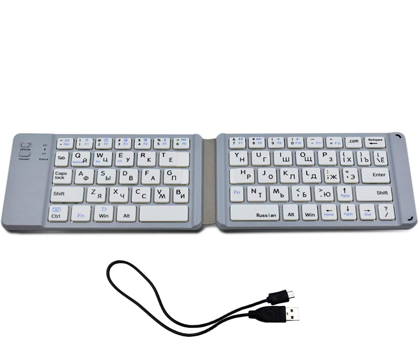 Russian Language Foldable Bluetooth Keyboard F66 - Portable Wireless Keyboard with Stand Holder, Rechargeable Ultra Slim Folding Keyboard for iPhone 7 8 9 11 X iPad Pro iOS Android Windows Smartphone