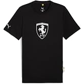 PUMA Mens Scuderia Ferrari Sportswear Tonal Shield Logo Crew Neck Short Sleeve Casual Tops Casual - Black