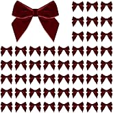 50 PCS Burgundy Velvet Bows for Christmas Tree, 2.75" Small Velvet Ribbon Bows for Gift Wrapping, Mini Bows for Crafts, Bow Decorations for Party Baby Shower Birthday Wedding (Burgundy, 50PCS)