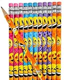 48 Novelty Emoji Smiley Face Two Pencils -  Durable Wood and High-Quality Lead - Awesome Back-To-School Presents, Classroom Rewards, and Kids Party Favors - Won't Snap or Peel - Popular With Kids