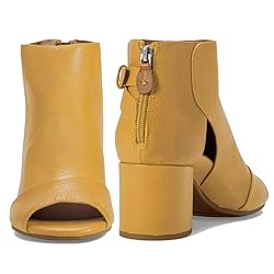 MOOMMO Women Peep Toe Sandals Booties Heeled Yellow