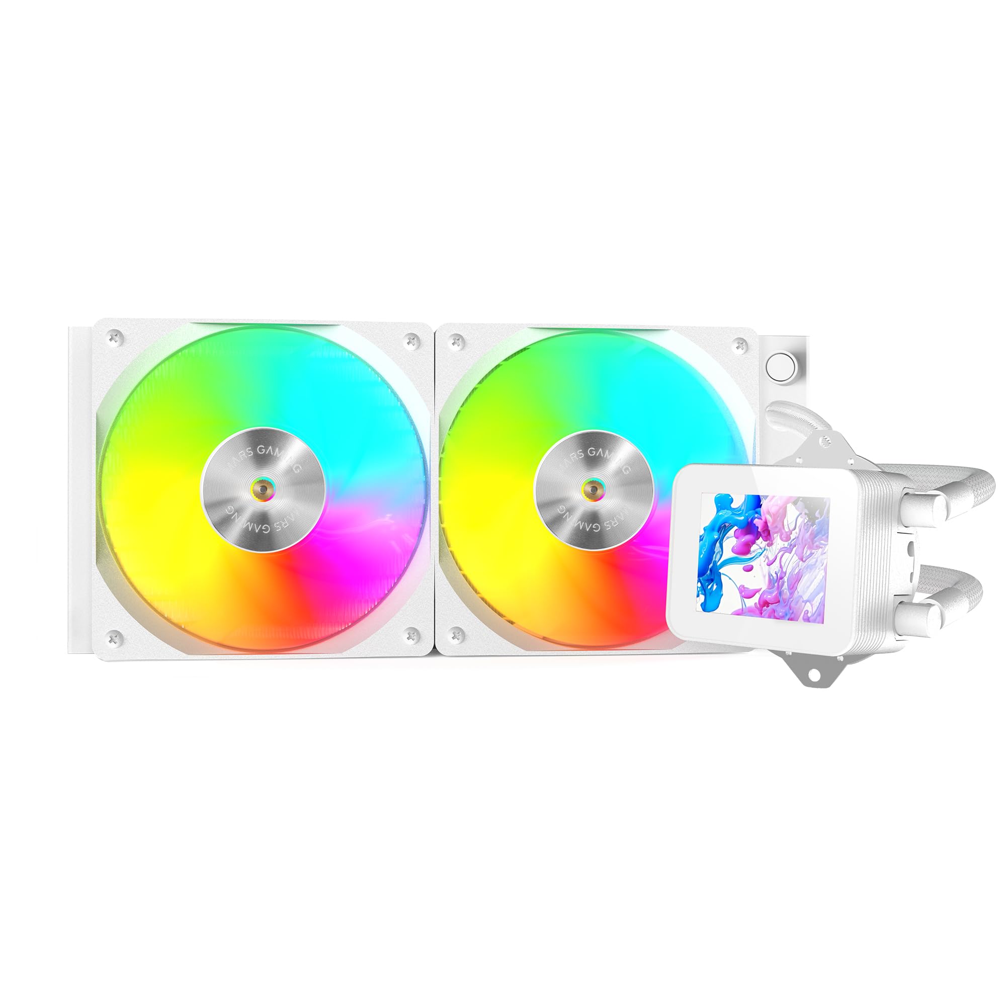 Mars Gaming ML-VISION240, Flüssigkeitskühlung AIO, TDP 500W, 2x ARGB-Lüfter mit Kupfer und Aluminium-FDB-Kern, 4:3 IPS LCD-Display mit 360° Rotation und Software, Universeller Multisockel, Weiß 6