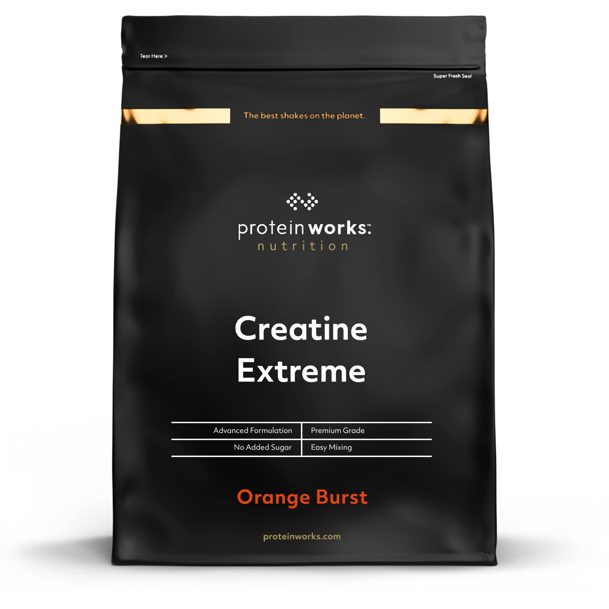 Protein Works - Creatine Extreme, Award-Winning 7g Superblend, Creatine Monohydrate, Citrate, Pyruvate, Optimal 2.4g Beta-Alanine, Enhanced with Glycine, Taurine & Dextrose, Orange Burst, 400g