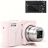 Frevyve Case for Panasonic LUMIX TZ/ZS99 Point and Shoot Camera Accessories, Soft Silicone Protective Case Sleeve, Anti-Scratch with Screen Protector for Lumix ZS99 Cover (Jelly Pink)