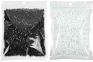 Tcthbc Fuse Beads Black and White, Bundle of 1000 Piece Black Melty Beads and 1000 Pieces White Melty Beads, Compatible Perler Beads Hama Beads, 2 Pack