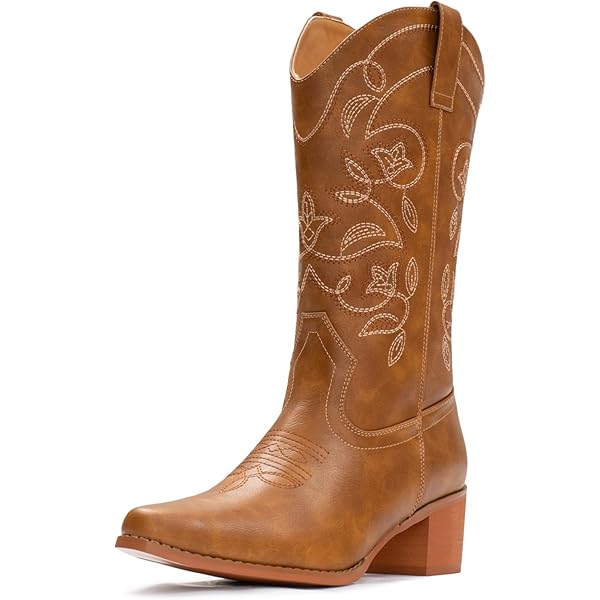 Cowgirl Boots Wide Foot Cowboy Boots For Women Mid Calf Western