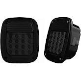 Smoked Square Rear Combination Tail Lights Lamps Assembly Replacement for 1979-2006 Wrangler YJ CJ5 CJ7 with Passenger and Driver Side Marker Stop Turn Signal Brake Lights DOT Certified, 2Pcs