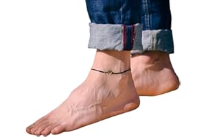 Men's anklet with a bronze tone Ohm charm, groomsmen gift, handmade custom color string and size ankle bracelet for men, blac