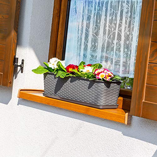 KADAX Balkontopf mit Untersatz, Pflanzkasten, Balkonkasten mit Wasser Öffnungen, Blumenkasten für Rosen, Oleander… – Bild 7