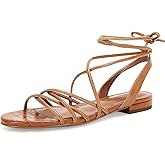 Ermonn Women's Lace-up Flat Sandals Strappy Open Toe Slingback CrissCross Casual Summer Slides