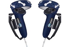 ALCOPANDA Controller Grips Cover for Meta/Oculus Quest 2,Anti-Throw Strap with Battery Opening,Extended Controller Grips Covers Suitable for Large Hands(Blue)