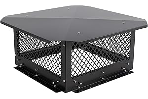 Cxforste Chimney Cap, 17" X 17" Chimney Cover, Black Chimney Caps for Outside, Roof Chimney Cover Rain Caps, Fireplace Chimney Caps for Outside,Adjustable Bottom Galvanized Steel Vent Cap