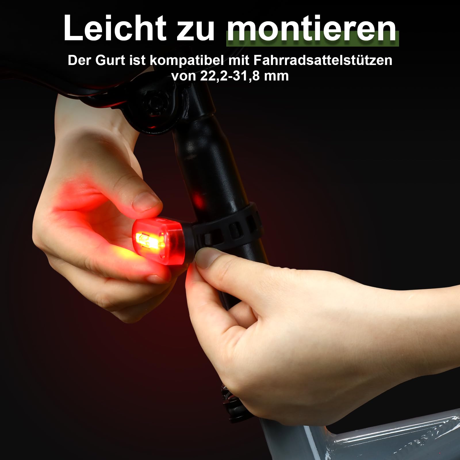 toptrek Rücklicht Fahrrad Sichtweite 200 Metern | Bike Rear Light Led StVZO Zugelassenes | Fahrrad Rücklicht USB-C Aufladbar Batterie | Fahrradlicht Hinten IPX5 Wasserdicht für Rennrad, MTB, E-Bike 6