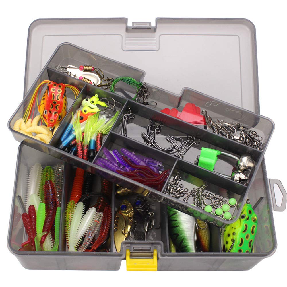 CHSEEO Fishing Lure Kits 168pcs Set With Tackle Box, Spoons, Swimbaits, Crankbaits, Spinnerbaits, Artificial Lures for Freshwater, Saltwater